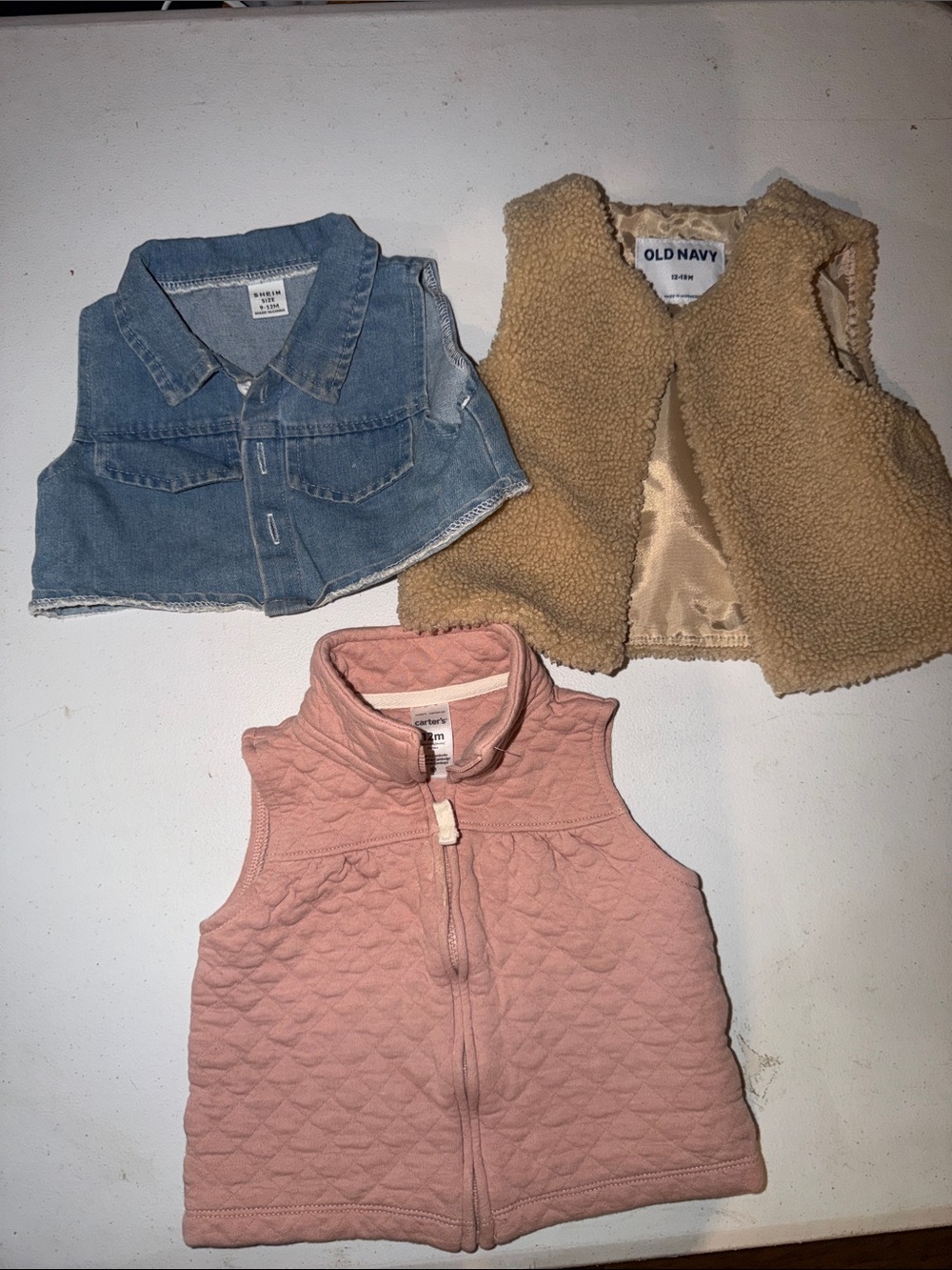 Old Navy Tan Sherpa Vest & Pink Quilted Vest Set